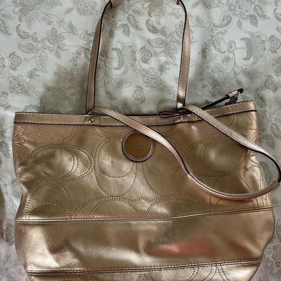 Coach Metallic Gold Tote Bag - Picture 1 of 6
